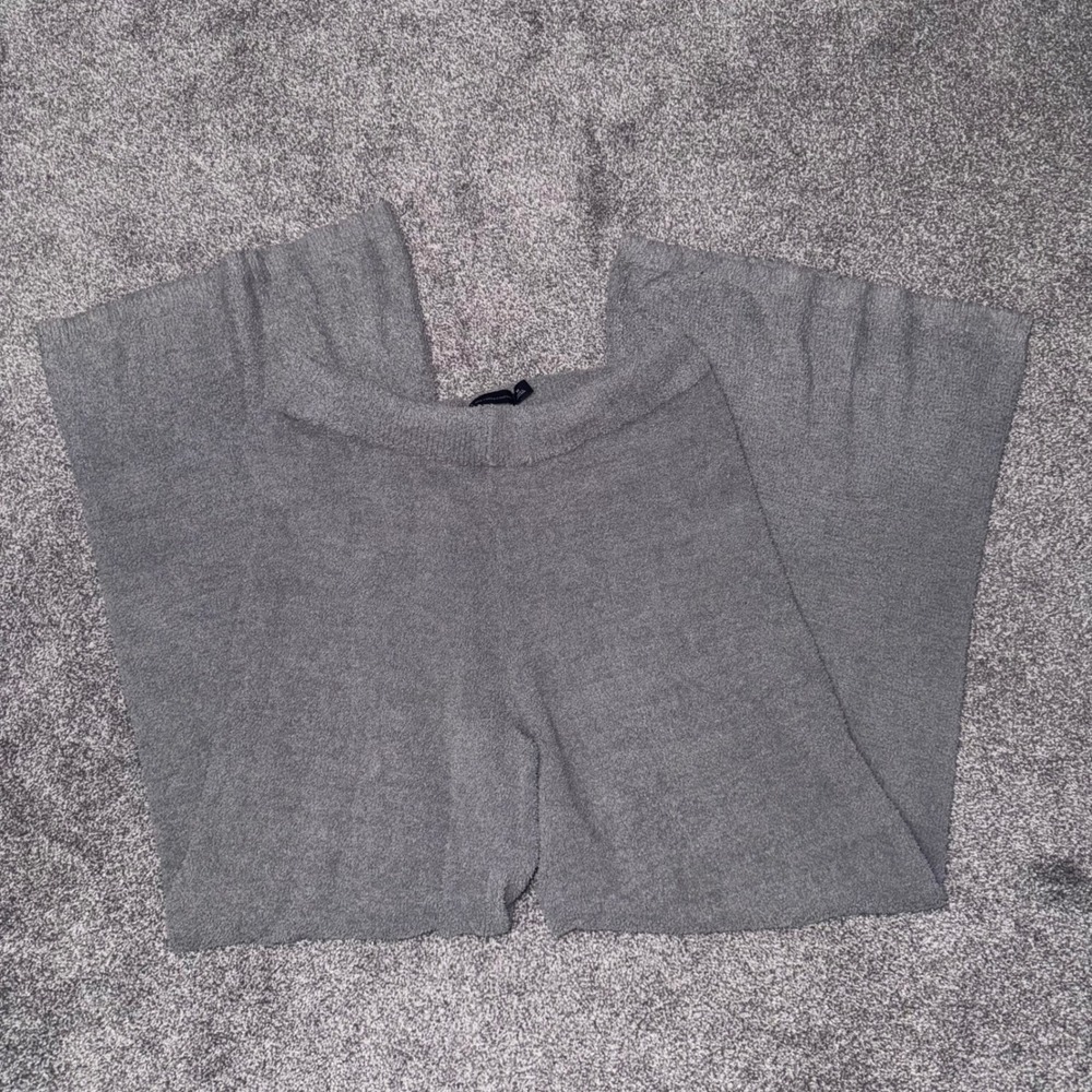New York & Company Grey Wide-Leg High-Waisted Lounge Pants Elastic Waist - Med